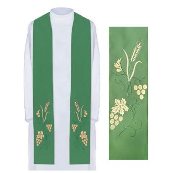 Zöld stóla hímzett kalász + szőlő díszítéssel