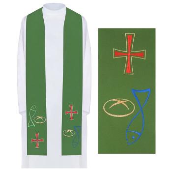 Zöld stóla hímzett hal + kenyér motívummal