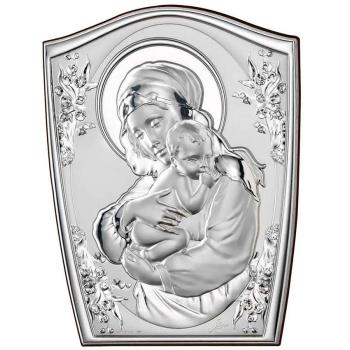 Ezüstözött plakett 18x24cm - Madonna gyermekkel