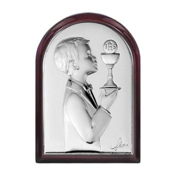 Ezüstözött plakett  5x7cm - Elsőáldozó kisfiú