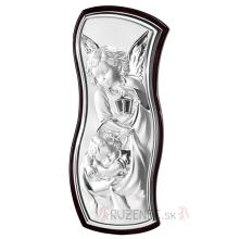 Ezüstözött plakett  6x13cm - Angyal lámpással
