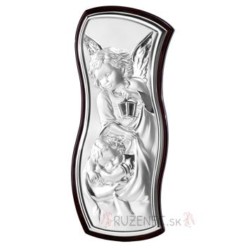 Ezüstözött plakett  6x13cm - Angyal lámpással