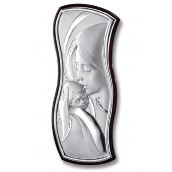 Ezüstözött plakett 17x40cm - Madonna