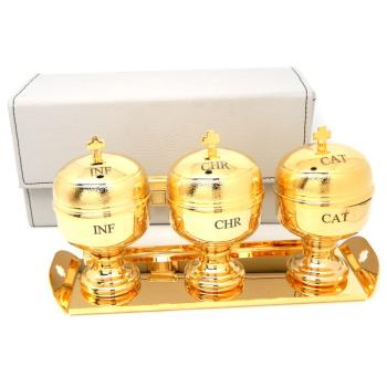 Szentolaj tartó készlet tálcával és tokkal