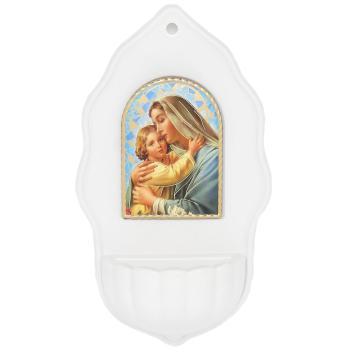 Szenteltvíztartó - Madonna gyermekkel - 15x8cm