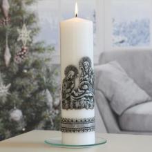 Oltár gyertya díszített - 8cm x 30cm - Szent Család