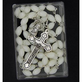 Világító rózsafüzér - 6x8mm foszforeszkáló gyöngyökből