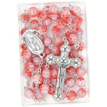 Rózsafüzér - Millefiori 8mm - rózsaszín