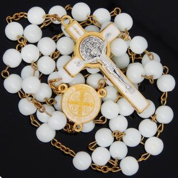 Nagyszemű rózsafüzér - 8mm-es fehér golyók