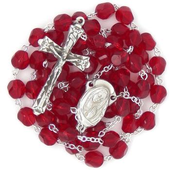 Nagyszemű rózsafüzér - 8mm-es csiszolt bordó gyöngyök