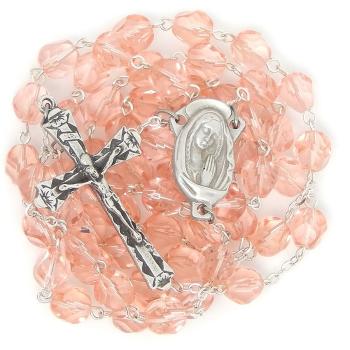 Nagyszemű rózsafüzér - 8mm-es rózsaszín áttetsző kristály