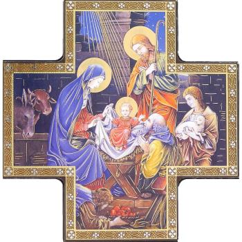 Karácsonyi kereszt ikon - 15x15cm - felfüggeszthető