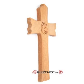 Fa kereszt 23 cm - vésett Madonnával
