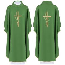 Zöld hímzett miseruha A+Ω mintával