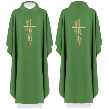 Zöld hímzett miseruha A+Ω mintával