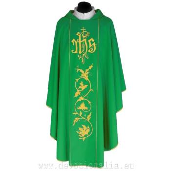 Zöld hímzett miseruha IHS + mintával